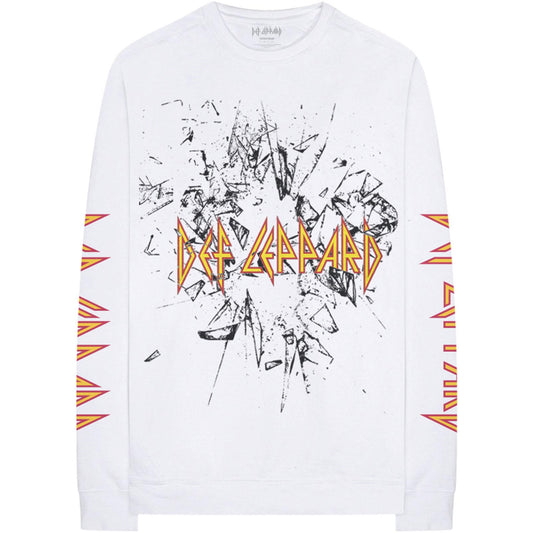 White - Front - Def Leppard Unisex Adult Shatter Cotton Long-Sleeved T-Shirt