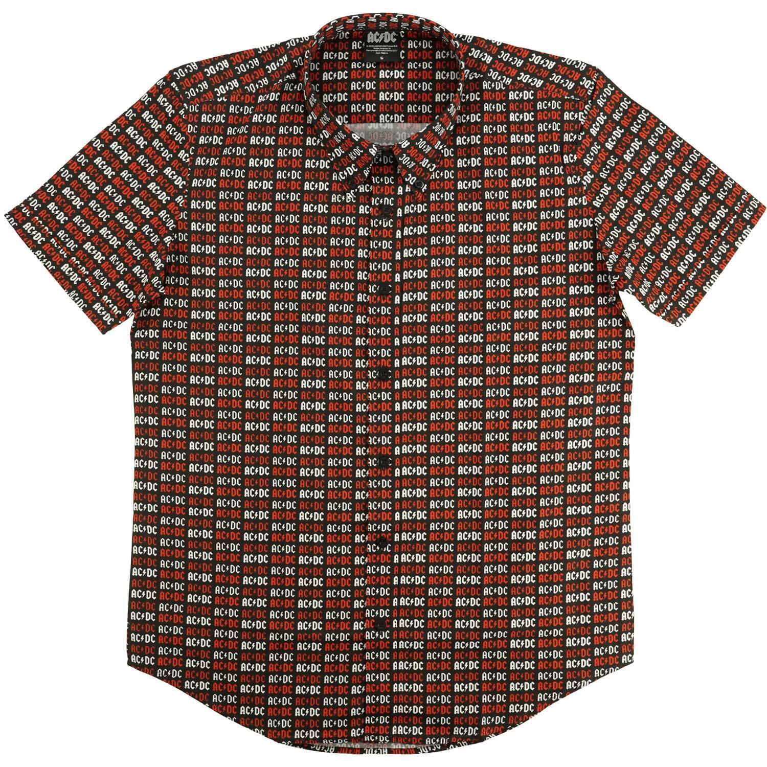 Black - Front - AC-DC Unisex Adult Logo All-Over Print Shirt