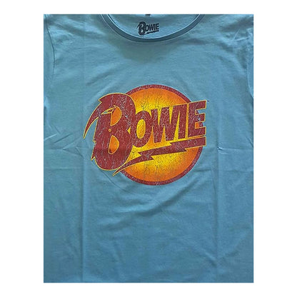 Blue - Back - David Bowie Unisex Adult Diamond Dogs Vintage Logo T-Shirt