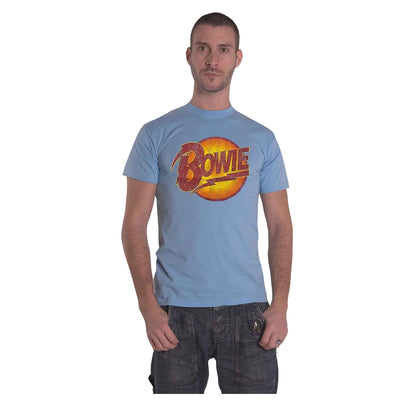 Blue - Side - David Bowie Unisex Adult Diamond Dogs Vintage Logo T-Shirt