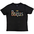 Black - Front - The Beatles Unisex Adult Treatment Logo Cotton T-Shirt