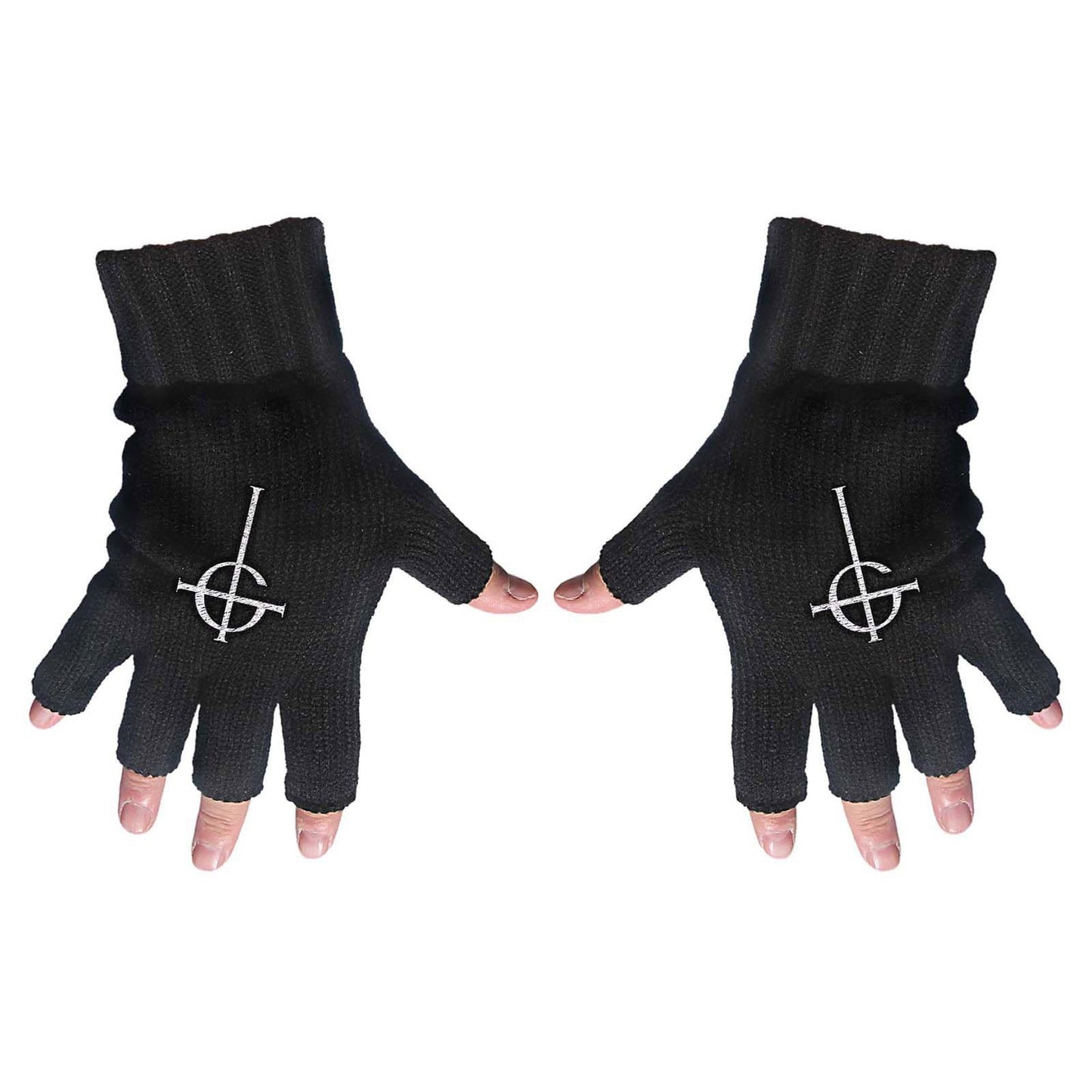 Black - Front - Ghost Unisex Adult Ghost Cross Fingerless Gloves