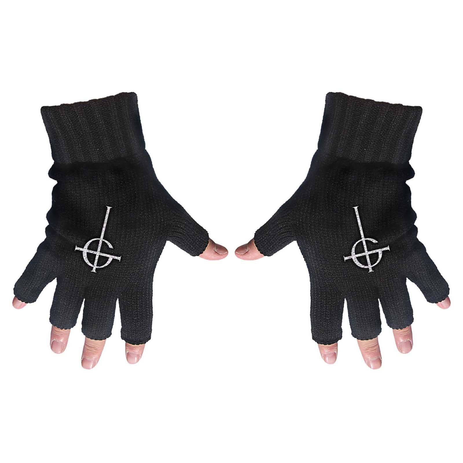 Black - Front - Ghost Unisex Adult Ghost Cross Fingerless Gloves