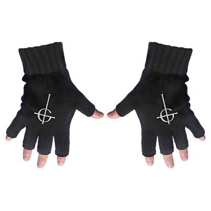 Black - Front - Ghost Unisex Adult Ghost Cross Fingerless Gloves