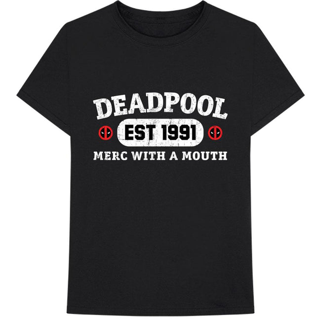 Black - Front - Deadpool Unisex Adult Merc With A Mouth Cotton T-Shirt