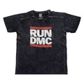 Black - Front - Run DMC Unisex Adult Logo Cotton Washed T-Shirt