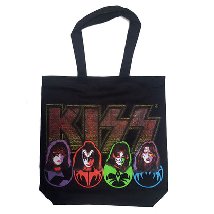 Black - Front - Kiss Faces Cotton Logo Tote Bag