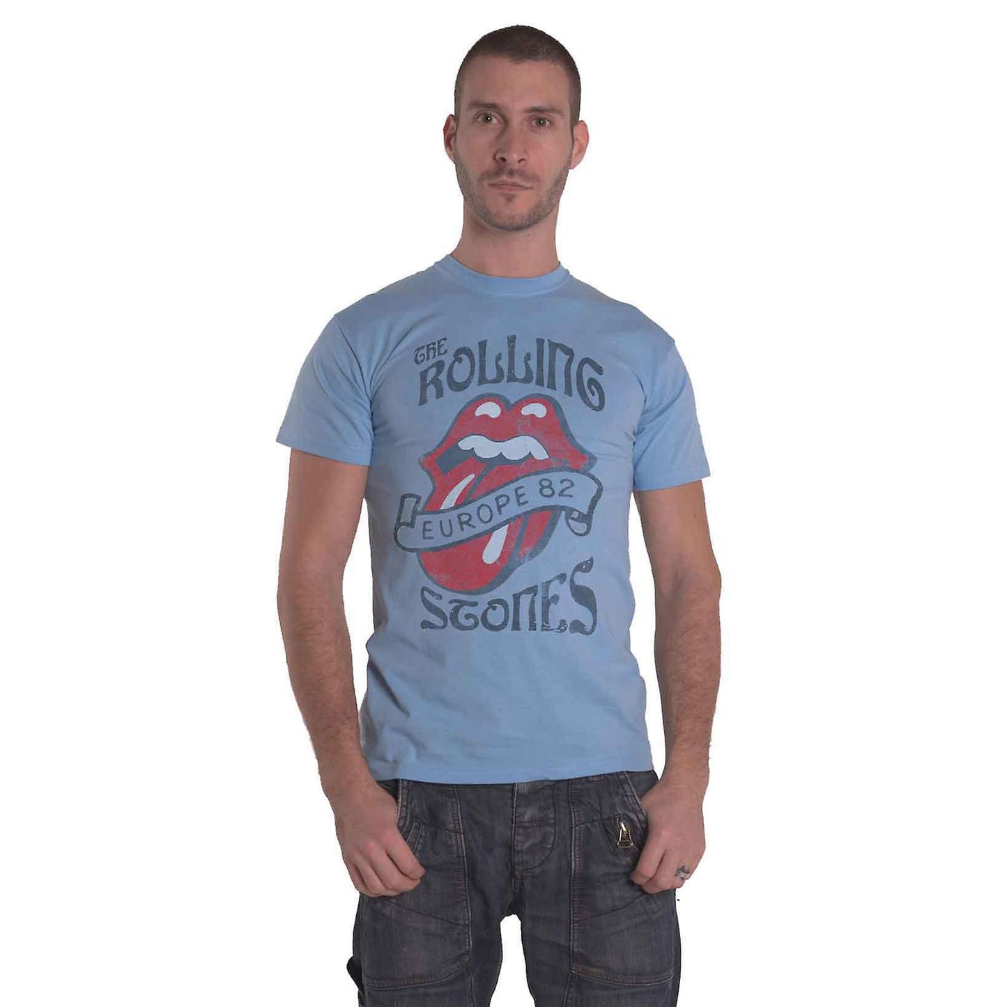 Stone Blue - Front - The Rolling Stones Unisex Adult ´82 Tour T-Shirt
