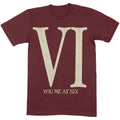 Maroon - Front - You Me At Six Unisex Adult VI Roman Cotton T-Shirt