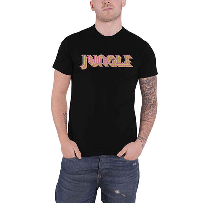 Black - Front - Jungle Unisex Adult Coloured Cotton Logo T-Shirt