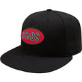 Black-Red - Front - AC-DC Unisex Adult Oval Logo Snapback Cap