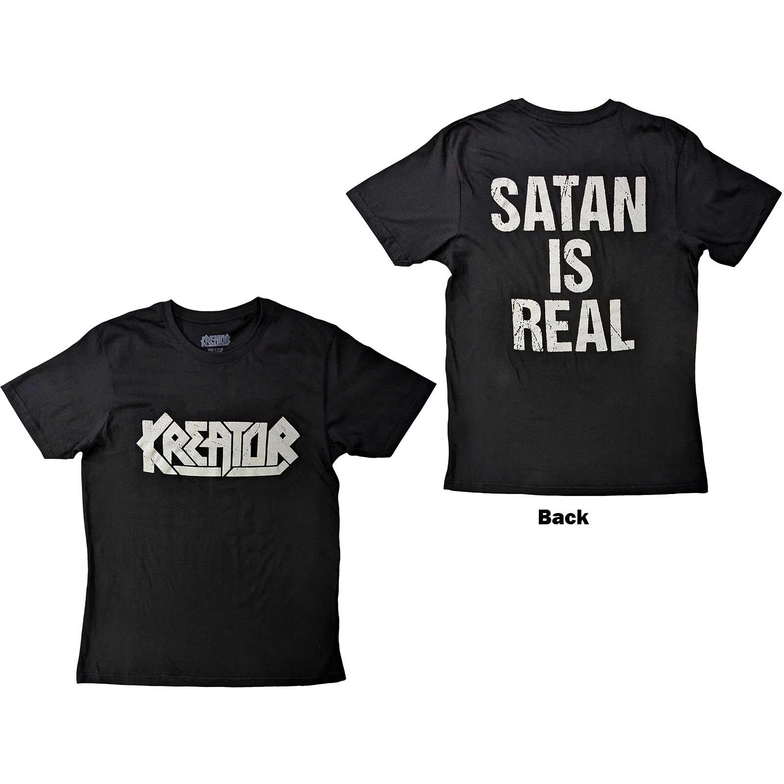Black - Side - Kreator Unisex Adult Satan Is Real Back Print Cotton T-Shirt