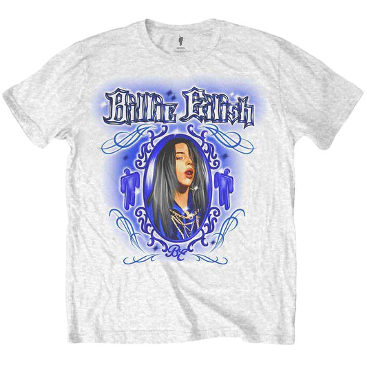 White - Front - Billie Eilish Childrens-Kids Airbrush Photograph Cotton T-Shirt