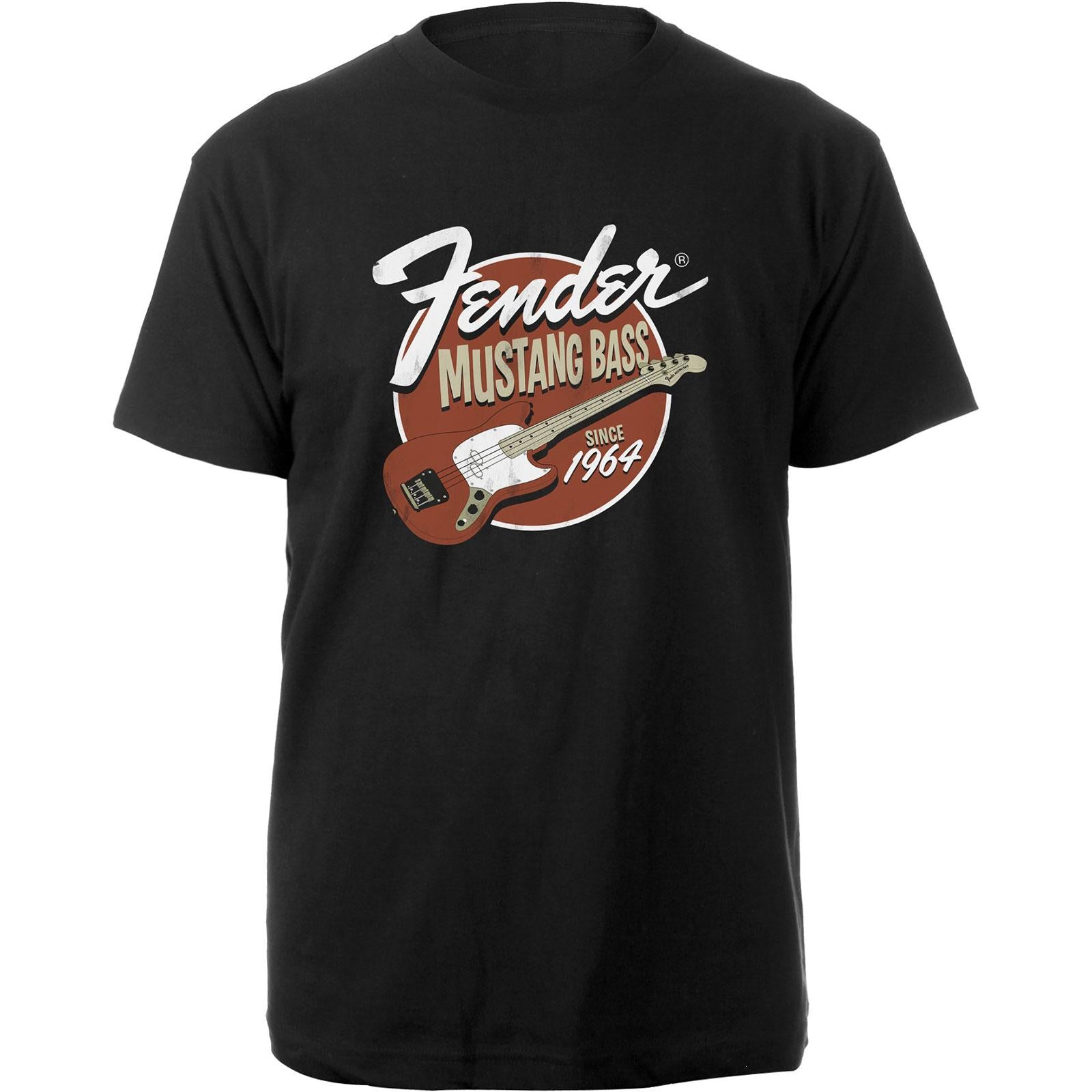 Black - Front - Fender Unisex Adult Mustang Bass Cotton T-Shirt