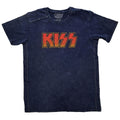 Navy Blue - Front - Kiss Unisex Adult Classic Snow Washed Logo T-Shirt