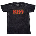 Black - Front - Kiss Unisex Adult Classic Snow Washed Logo T-Shirt
