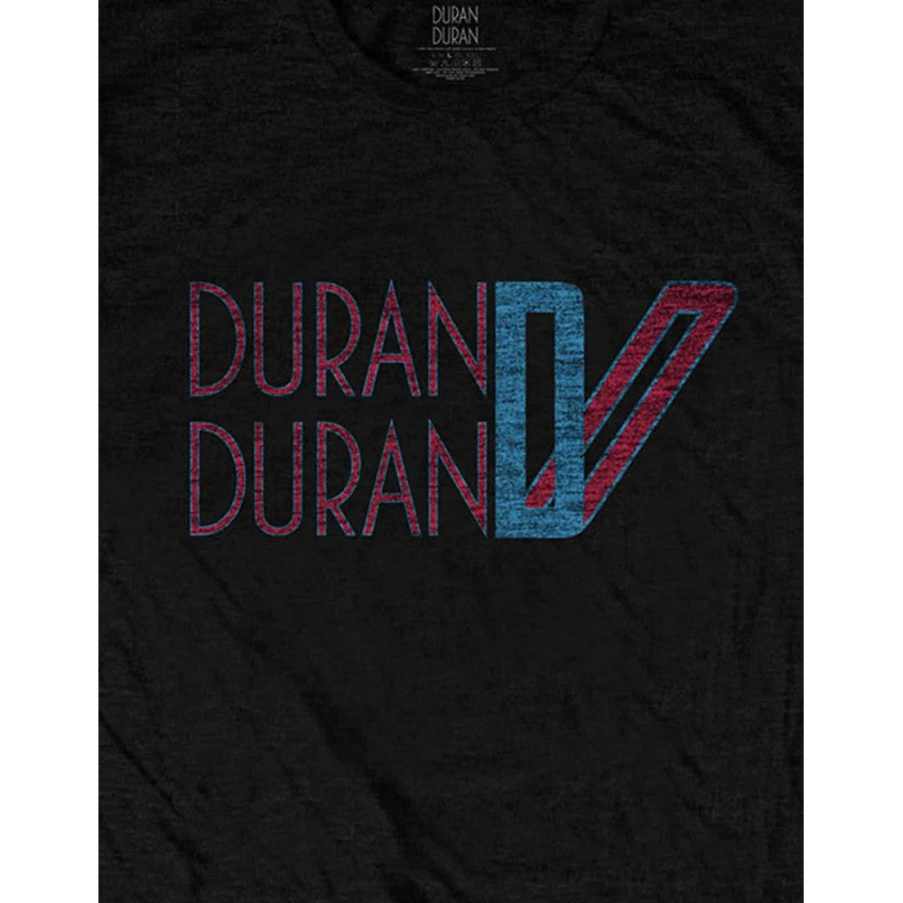 Black - Side - Duran Duran Unisex Adult Double Logo Cotton T-Shirt