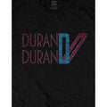Black - Side - Duran Duran Unisex Adult Double Logo Cotton T-Shirt