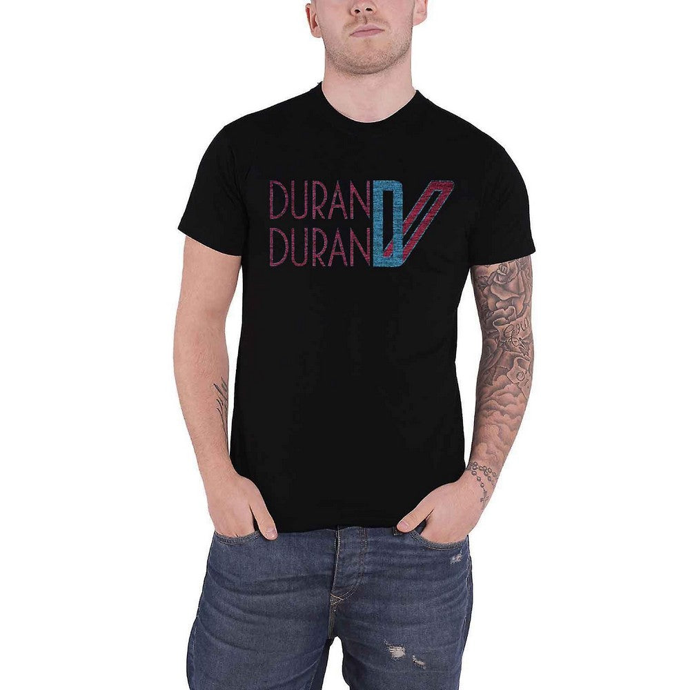 Black - Front - Duran Duran Unisex Adult Double Logo Cotton T-Shirt