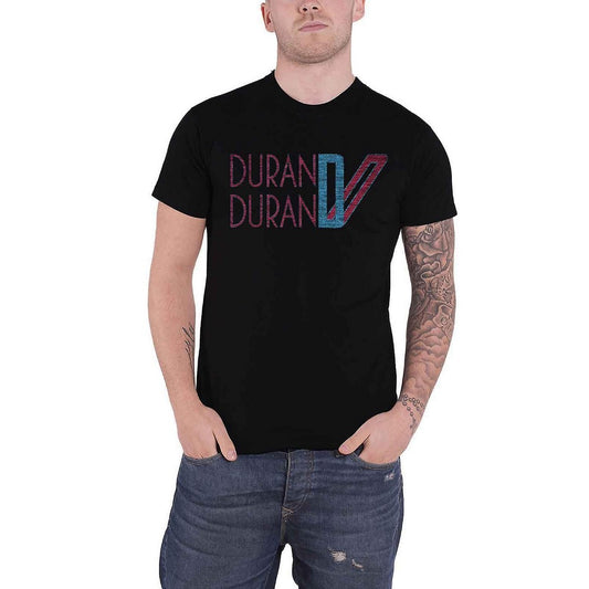 Black - Front - Duran Duran Unisex Adult Double Logo Cotton T-Shirt