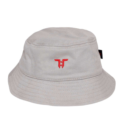 Grey-Red - Front - Tokyo Time Childrens-Kids Logo Bucket Hat