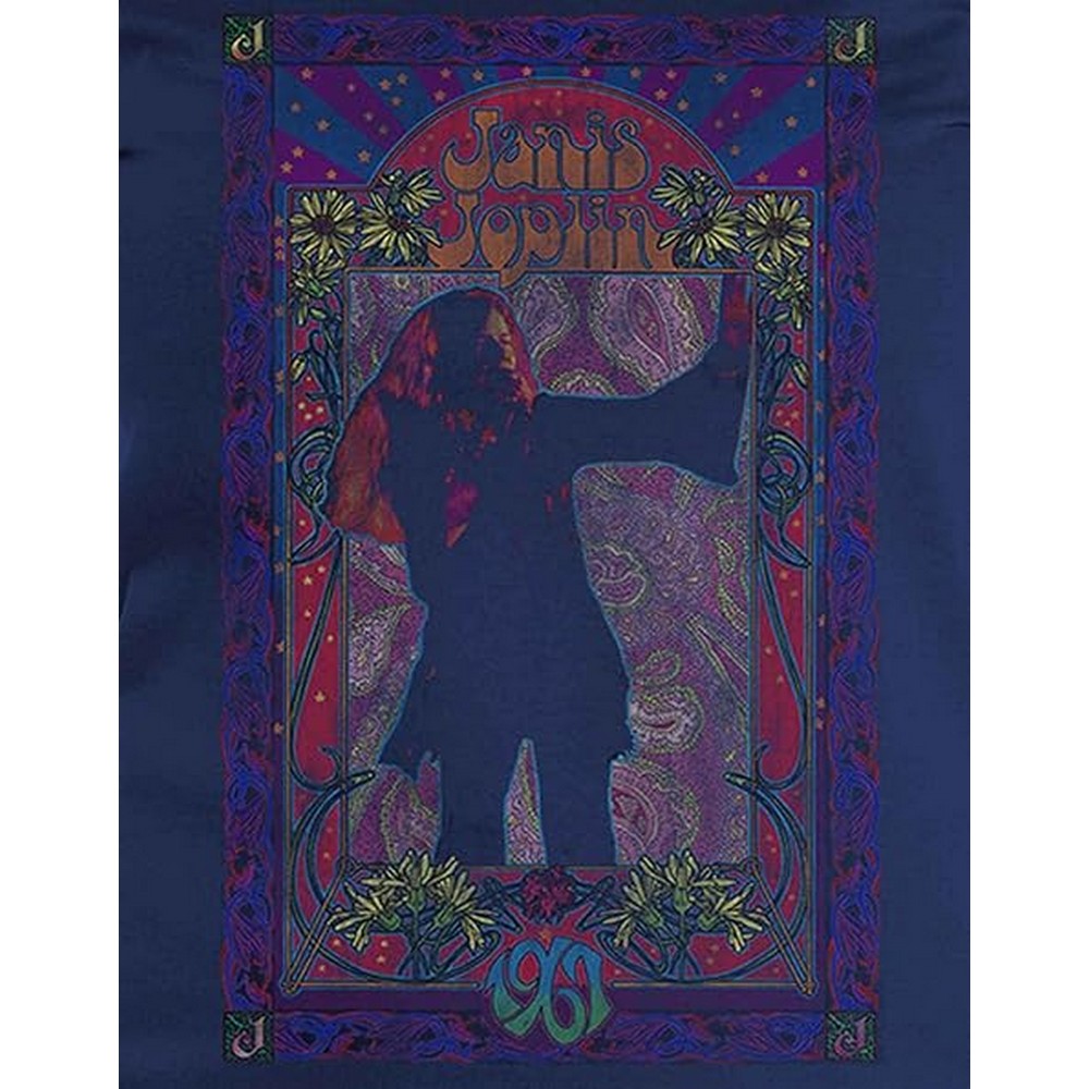 Navy Blue - Back - Janis Joplin Womens-Ladies Paisley Cotton T-Shirt