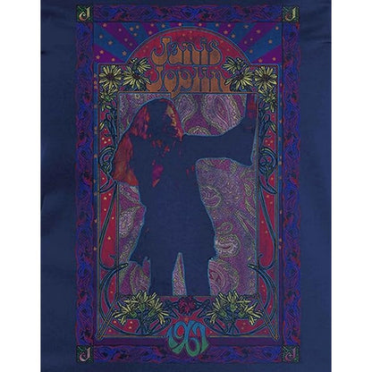 Navy Blue - Back - Janis Joplin Womens-Ladies Paisley Cotton T-Shirt