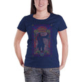 Navy Blue - Front - Janis Joplin Womens-Ladies Paisley Cotton T-Shirt