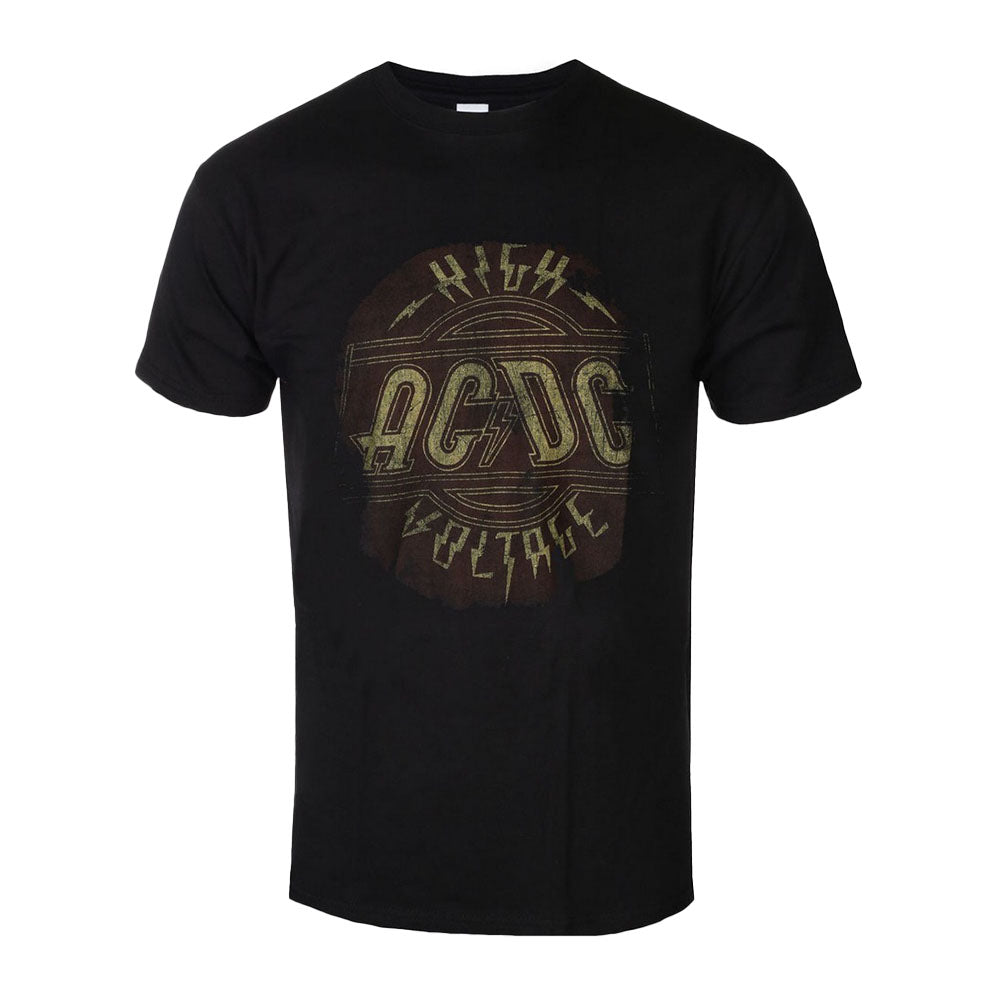 Black - Front - AC-DC Unisex Adult High Voltage Vintage T-Shirt