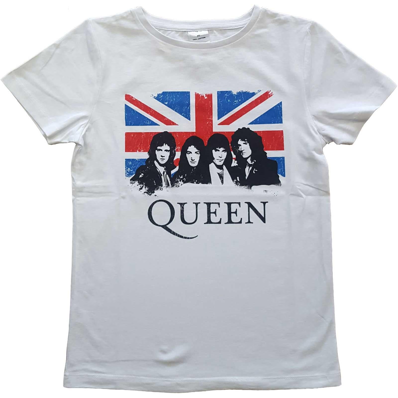 White - Front - Queen Childrens-Kids Union Jack T-Shirt