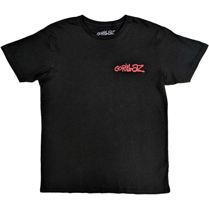 Black - Front - Gorillaz Unisex Adult Cult Of Gorillaz Back Print Cotton T-Shirt