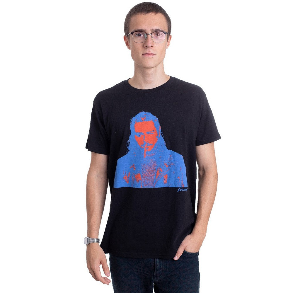 Black-Red-Blue - Front - Post Malone Unisex Adult Photograph Cotton T-Shirt