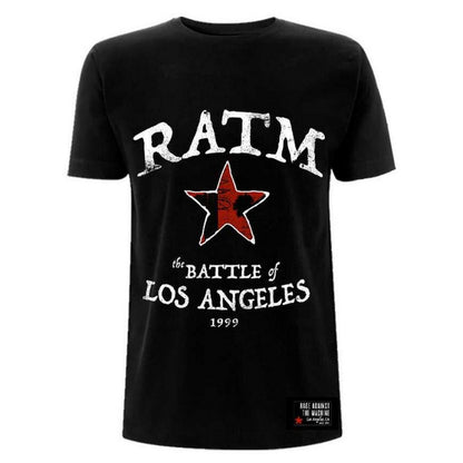 Black - Front - Rage Against the Machine Unisex Adult Battle Star T-Shirt