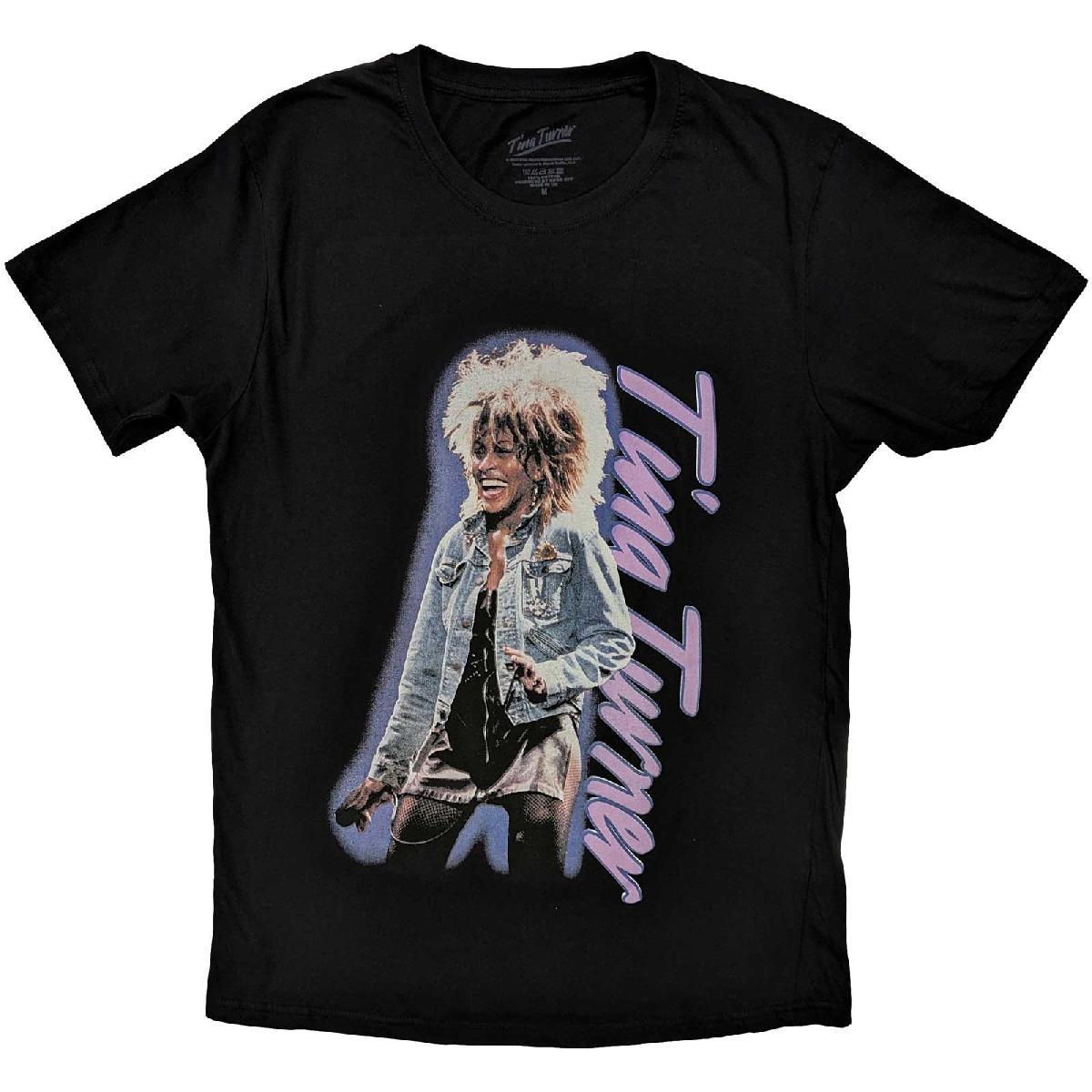 Black - Front - Tina Turner Unisex Adult Vertical Logo Cotton T-Shirt
