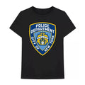 Black - Front - NYC Unisex Adult Police Department Badge Cotton T-Shirt