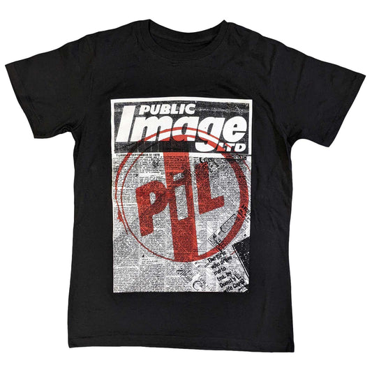 Black - Front - PIL (Public Image Ltd) Unisex Adult Poster Cotton T-Shirt