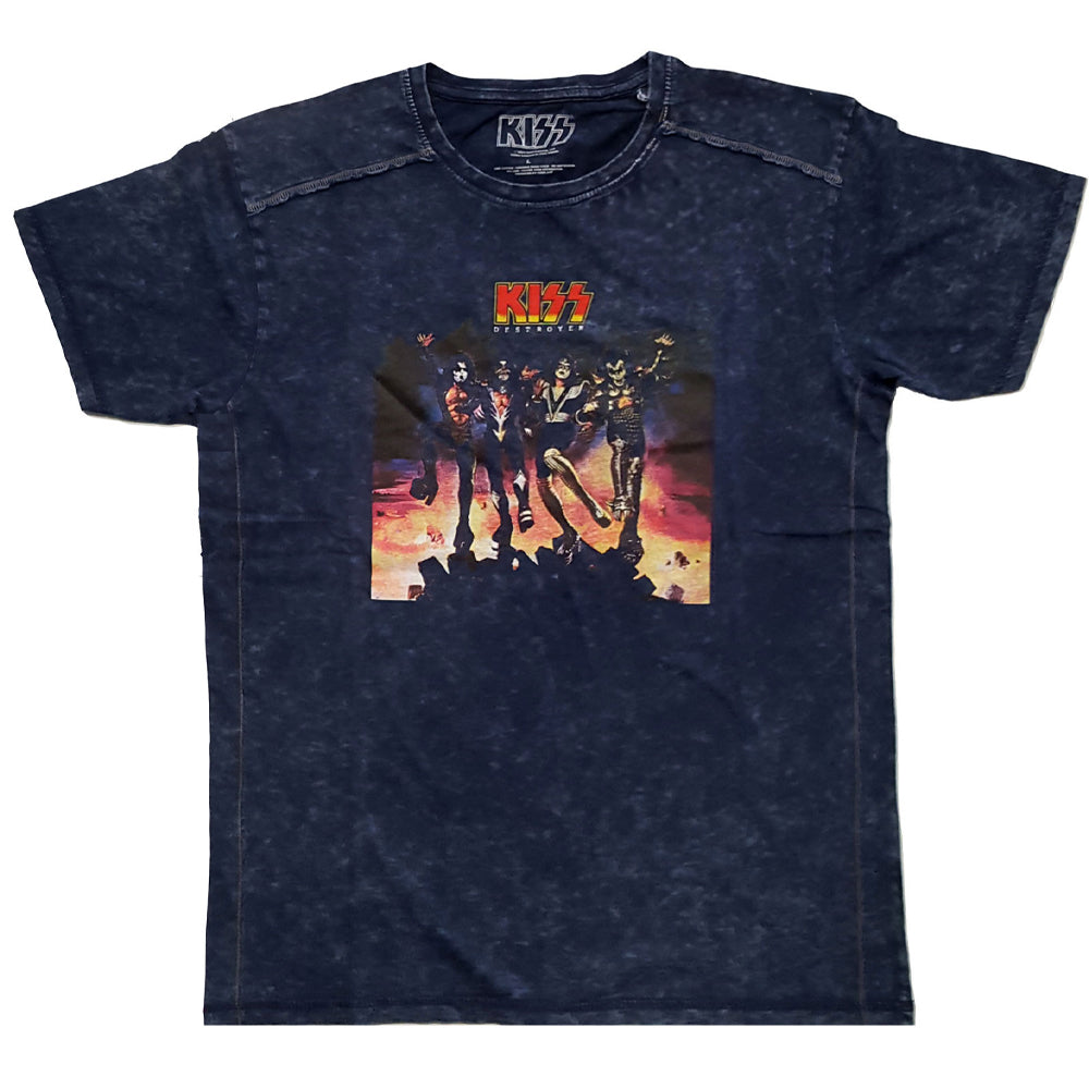 Navy Blue - Front - Kiss Unisex Adult Destroyer T-Shirt