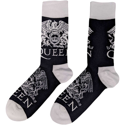 Navy Blue-White - Back - Queen Unisex Adult Crest Socks