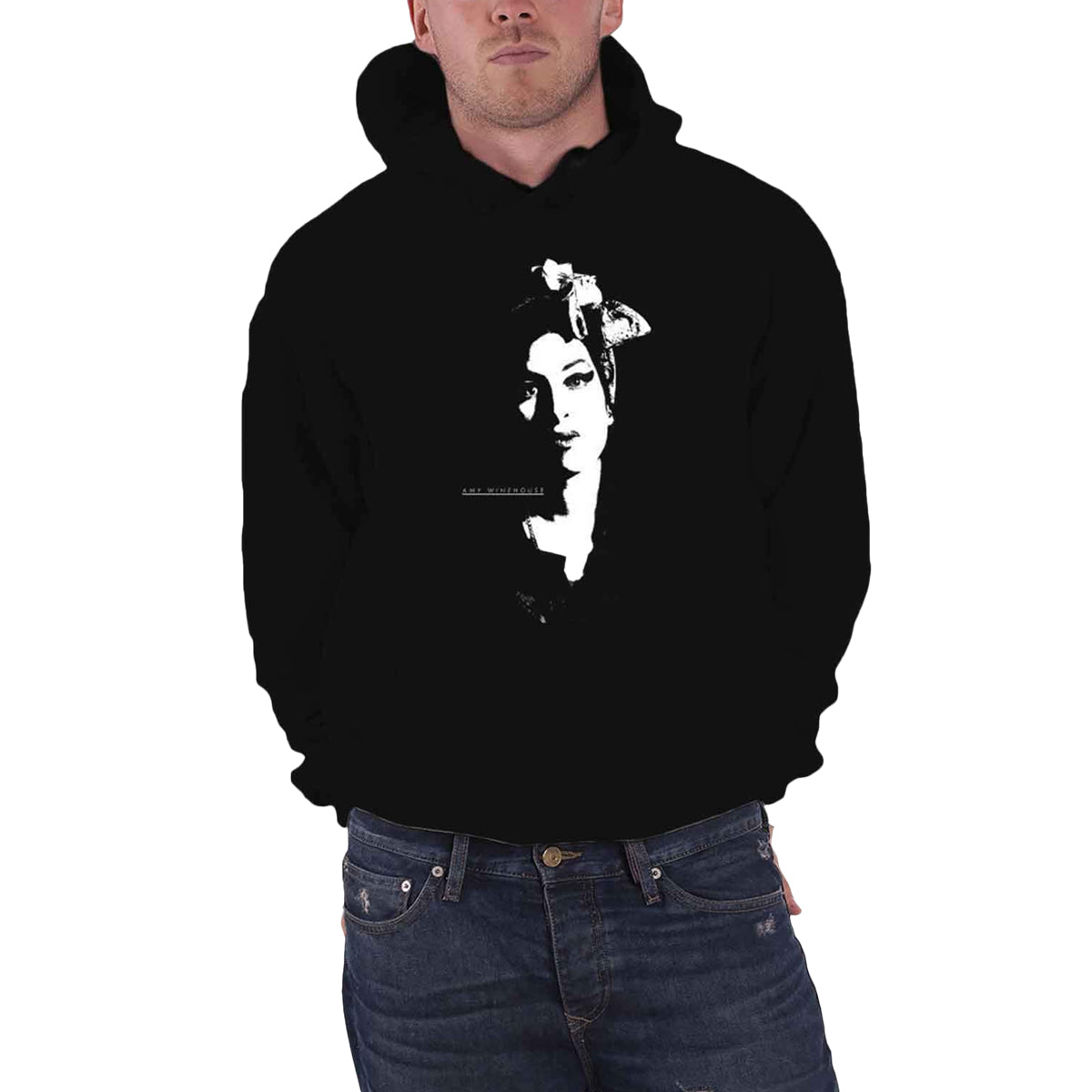 Black - Back - Amy Winehouse Unisex Adult Portrait Hoodie