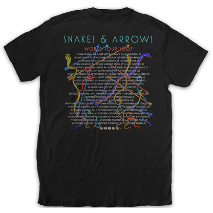 Black - Back - Rush Unisex Adult Snakes & Arrows Tour 2007 T-Shirt