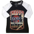 Black-White - Front - Kiss Womens-Ladies Destroyer Tour 78 Cotton Raglan T-Shirt