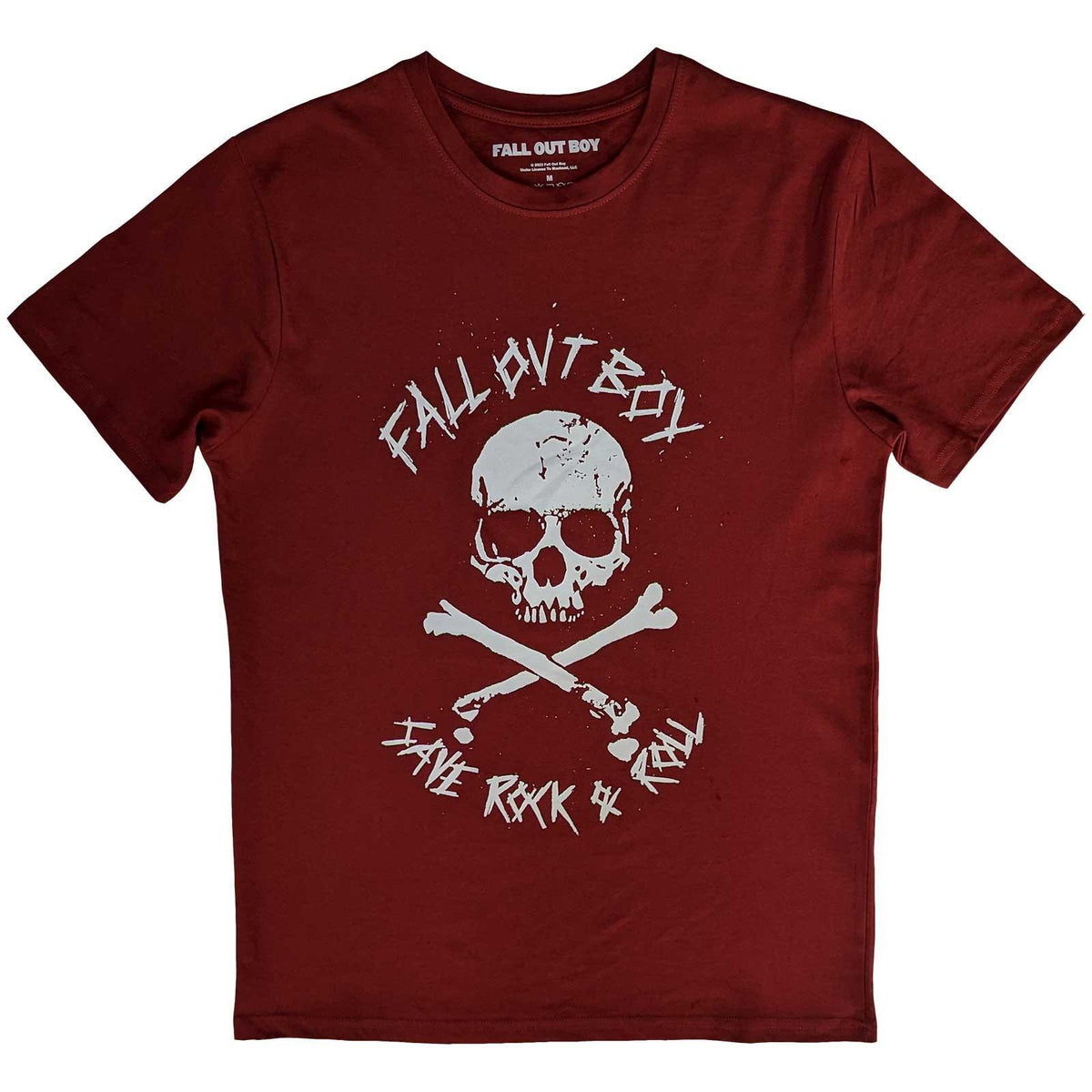 Red - Front - Fall Out Boy Unisex Adult Save Rock and Roll T-Shirt