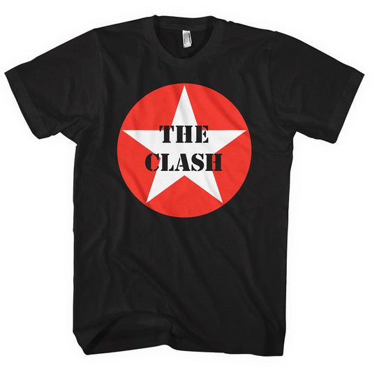 Black - Front - The Clash Unisex Adult Star Badge T-Shirt