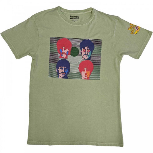 Green - Front - The Beatles Unisex Adult Yellow Submarine Magic Piano Back Print T-Shirt
