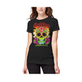 Black-Multicoloured - Front - Sublime Womens-Ladies Skull T-Shirt