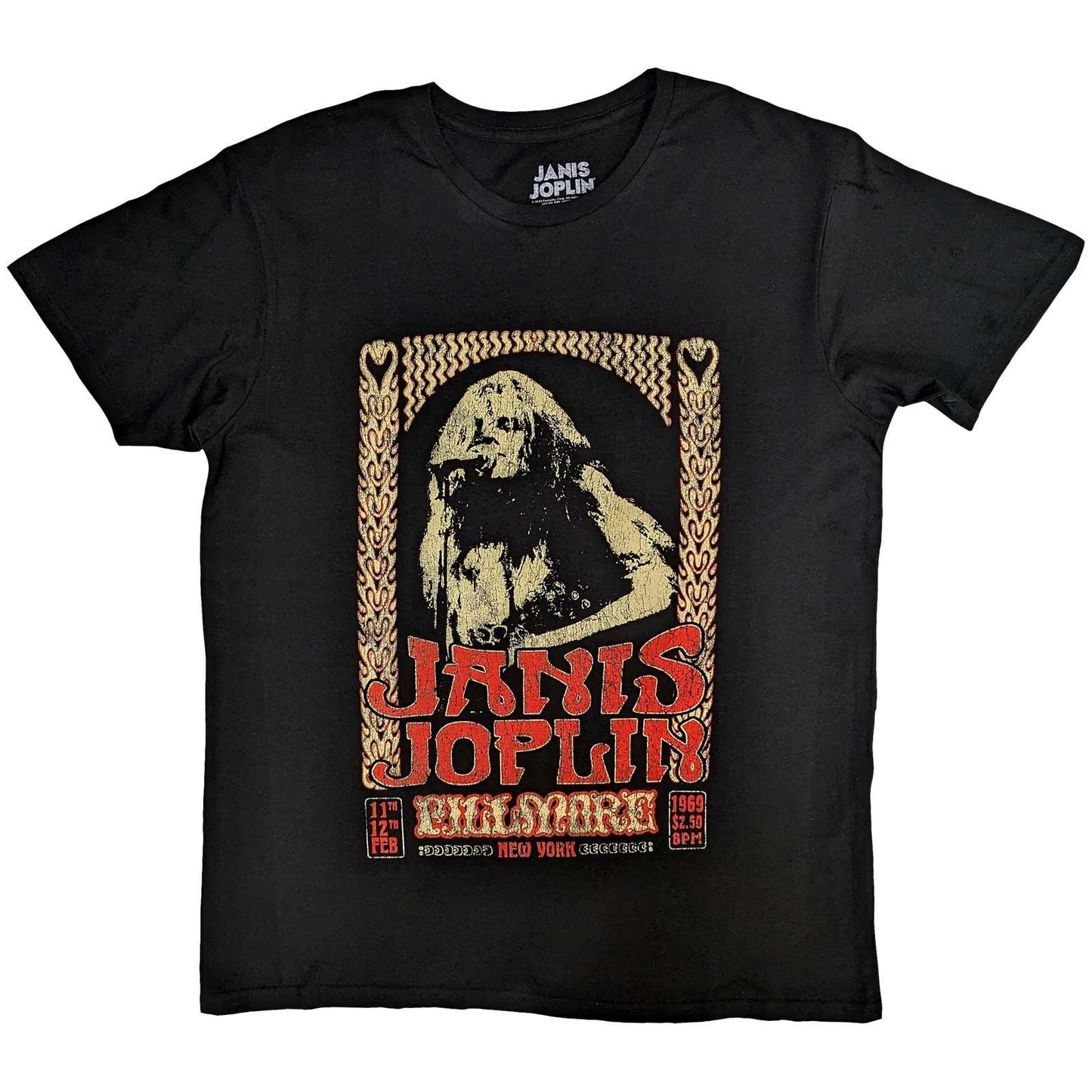 Black - Front - Janis Joplin Unisex Adult Vintage Poster T-Shirt