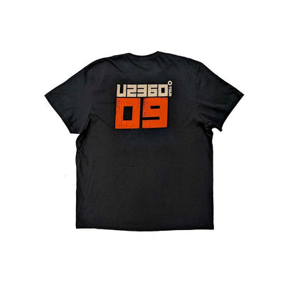 Black-Orange - Back - U2 Unisex Adult 360 Degree Tour 2009 Back Print Logo T-Shirt