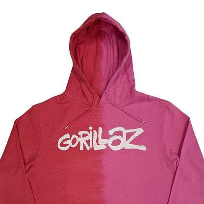 Red - Back - Gorillaz Unisex Adult Two Tone Logo Pullover Hoodie