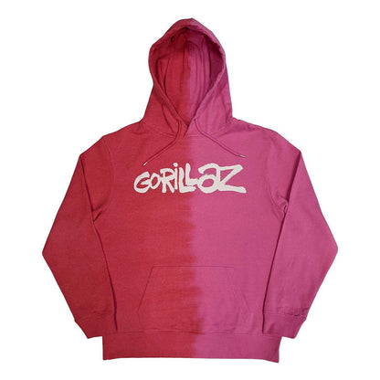 Red - Front - Gorillaz Unisex Adult Two Tone Logo Pullover Hoodie