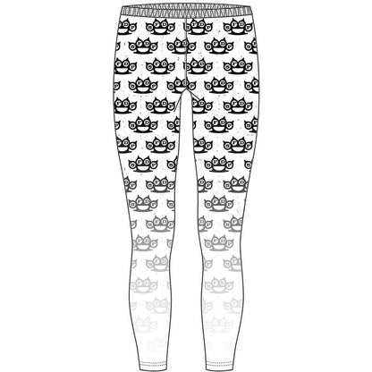 Black-White - Front - Five Finger Death Punch Womens-Ladies Knuckle Duster Leggings